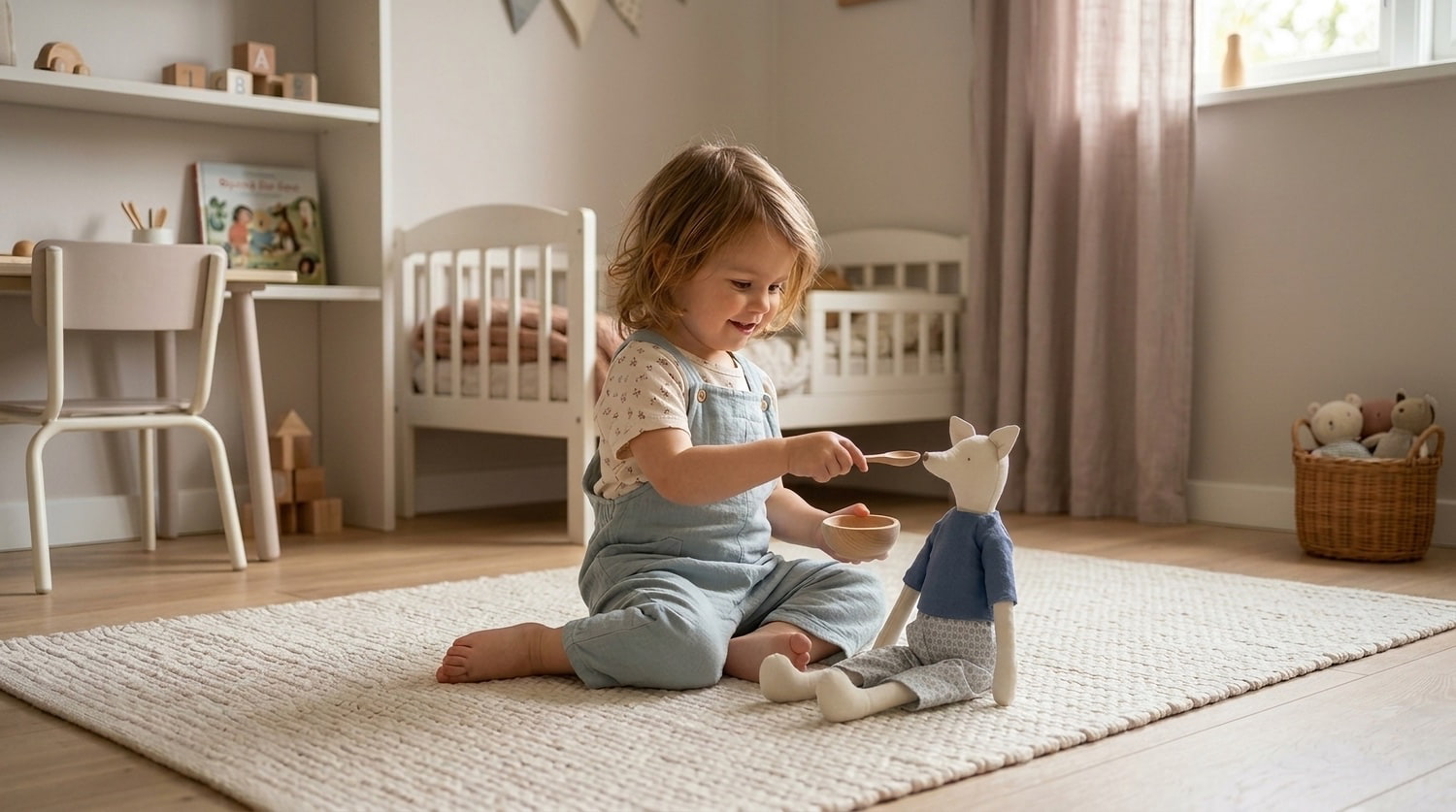 Niña jugando con Zorrito muñeco de apego